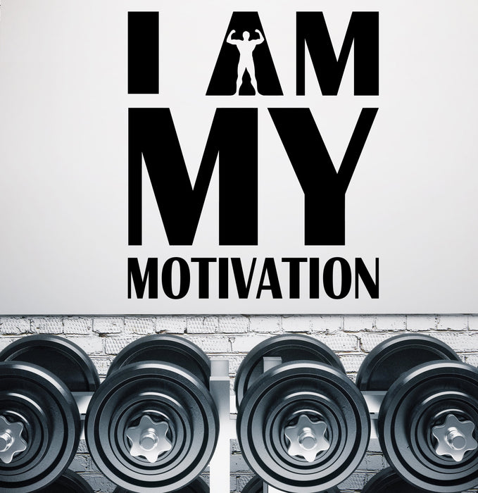 Vinyl Wall Decal Words I Am My Motivation Quote Sport Stickers (2293ig)