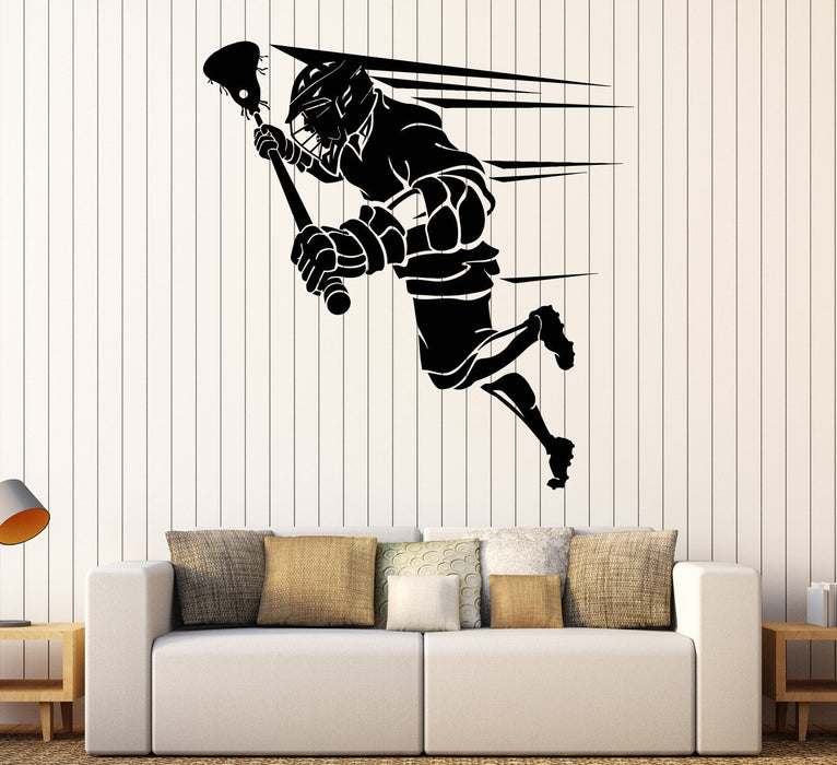 Виниловая наклейка на стену, клюшка для лакросса, спортивные наклейки на шлем игрока, уникальный подарок (1590ig)
