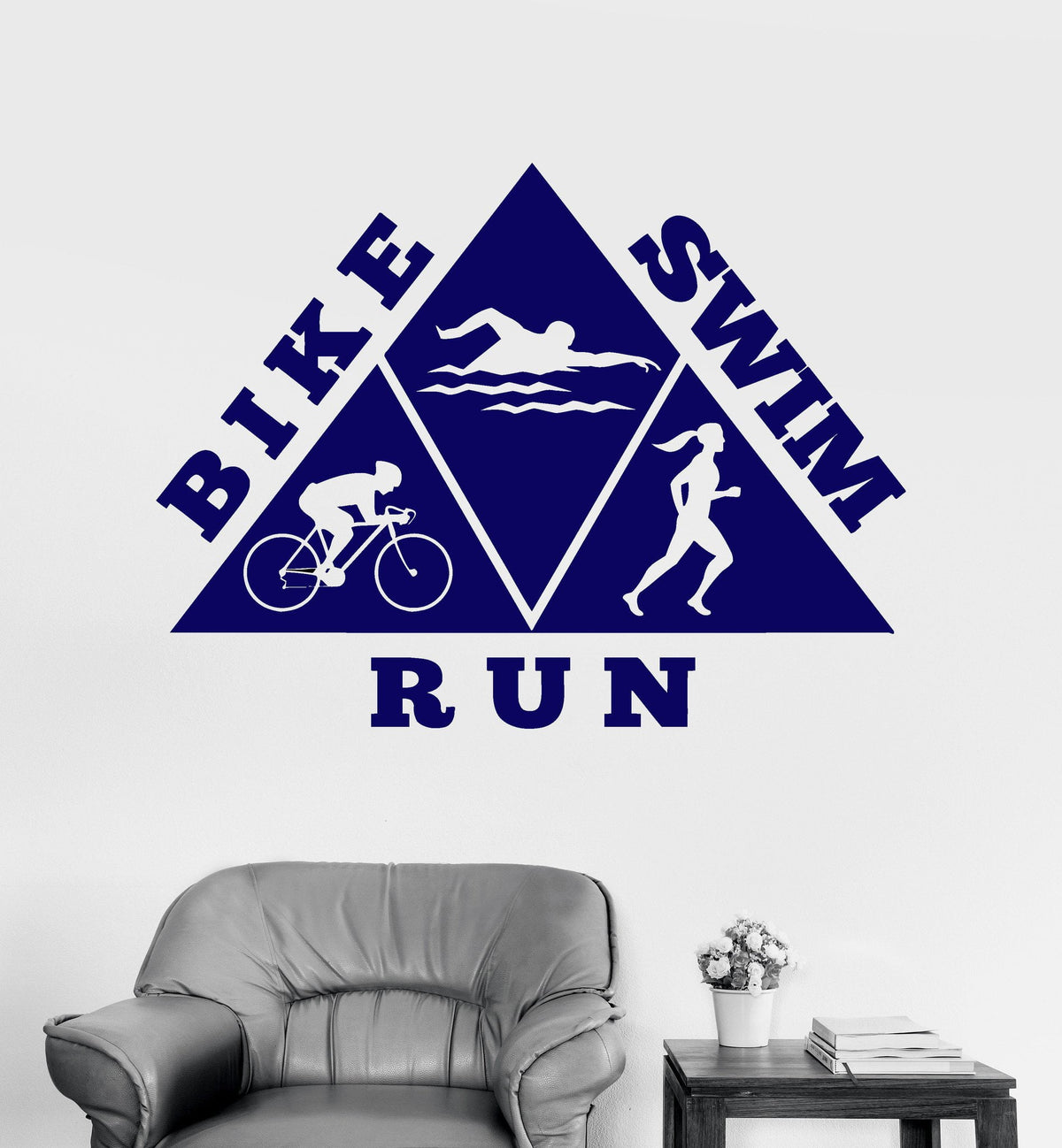Triathlon Triangle Swim Cycle Run Vinyl Wall Decal Healthy Lifestyle S ...
