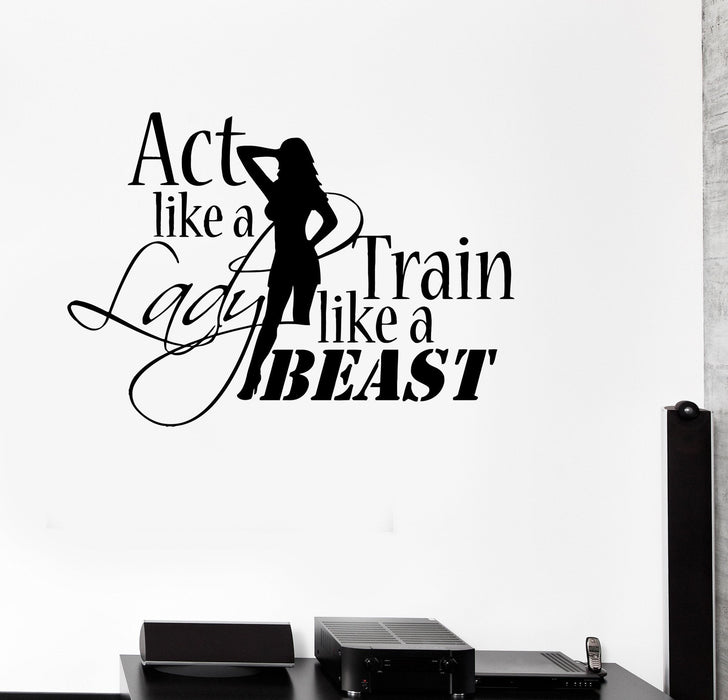 Vinyl Decal Sports Quote Motivation Bodybuilding Gym Woman Fitness Wall Stickers Unique Gift (ig2717)