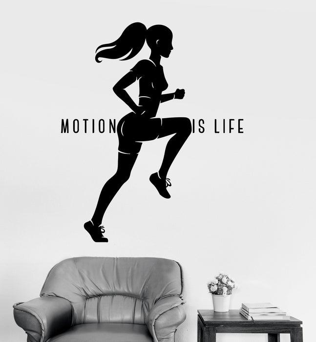 Vinyl Wall Decal Healthy Lifestyle Motivation Sports Woman Run Stickers Unique Gift (ig3307)