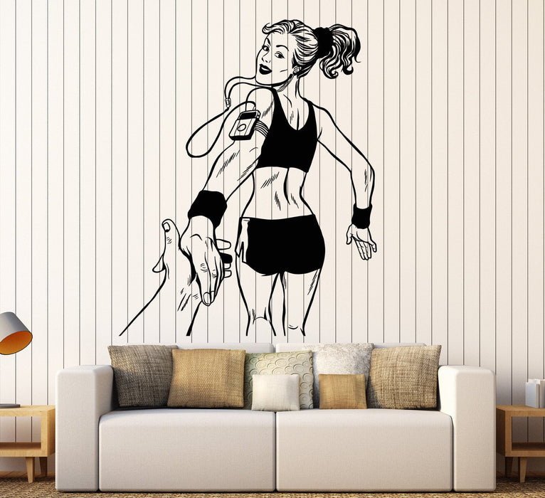 Виниловая наклейка на стену Follow Me Sports Woman Girl Running Stickers Уникальный подарок (ig4531)