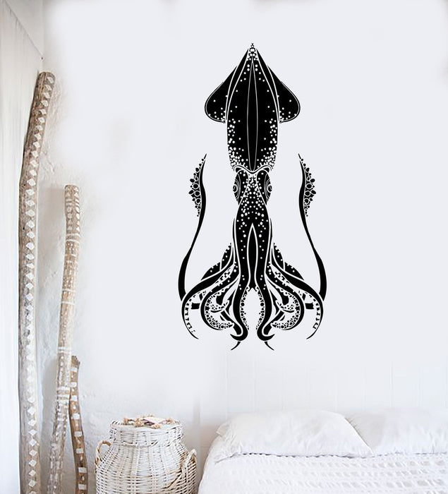 Autocollant mural en vinyle Calmar Poulpe Animal marin Océan Mer Autocollants Cadeau unique (ig4316)