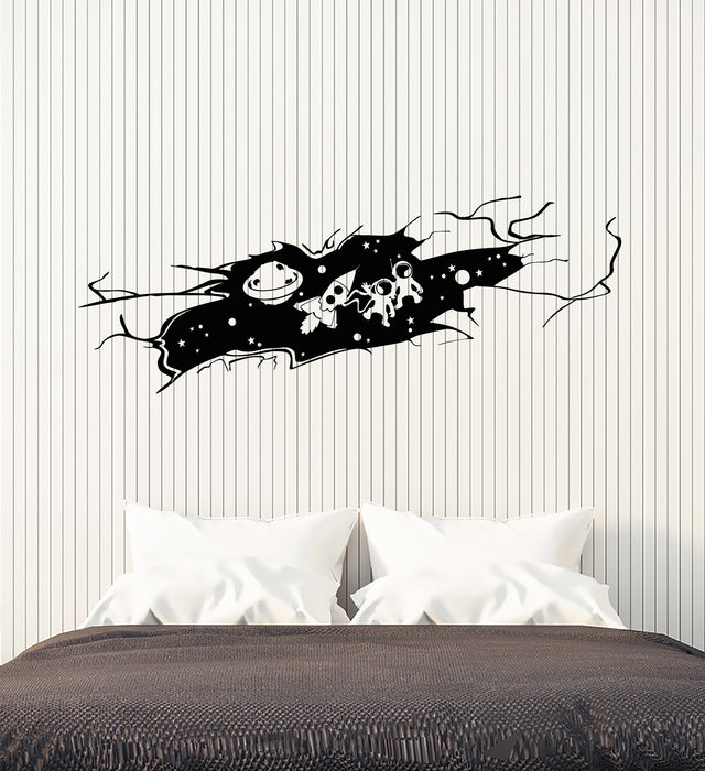 Виниловые наклейки на трещины на стенах с изображением космических астронавтов и ракет (4046ig)