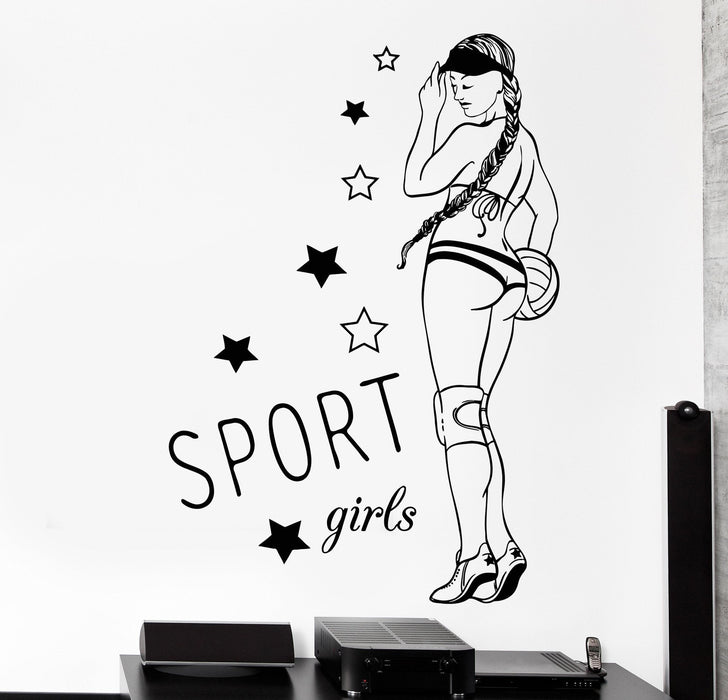 Vinyl Wall Decal Sexy Sport Girl School Women's Beach Volleyball Ball Stickers Unique Gift (1191ig)
