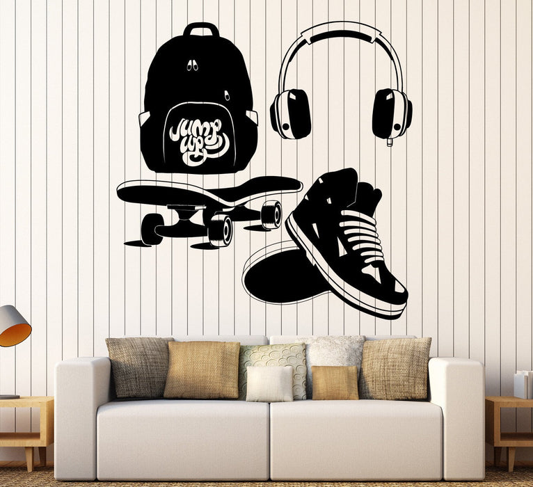 Виниловые наклейки на стену в уличном стиле для подростков, наушники для скейтбординга, наклейки, уникальный подарок (ig4536)