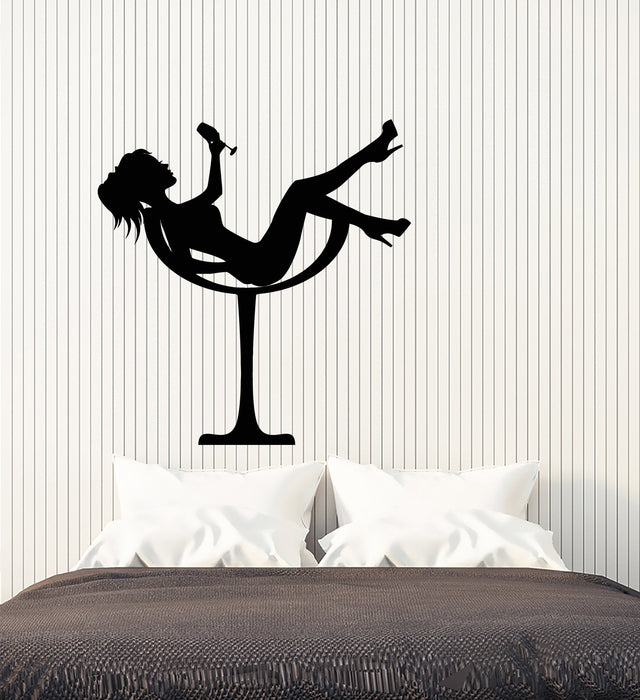 Vinyl Wall Decal Girl In Glass Stripper Striptease Show Club Dancer Stickers (3041ig)