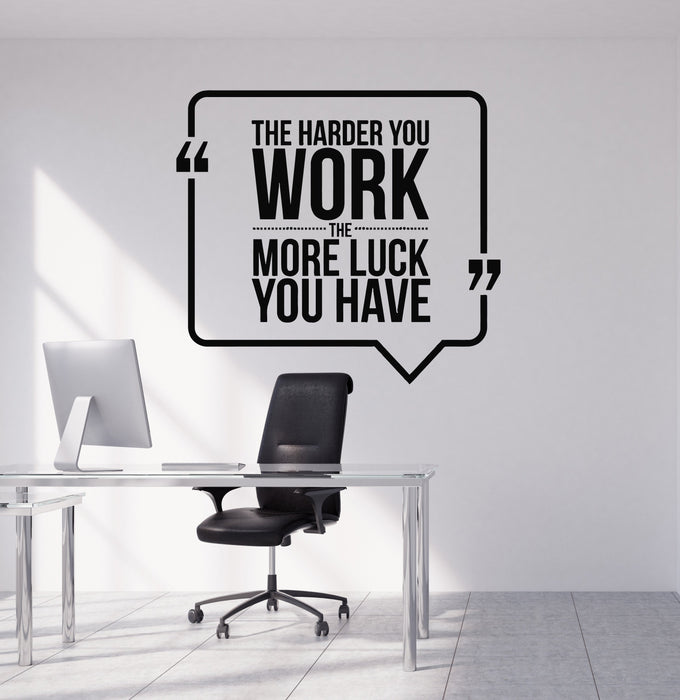 Vinyl Wall Decal Motivational Quote Hard Work Office Decorating Art Stickers Mural Unique Gift (ig4992)