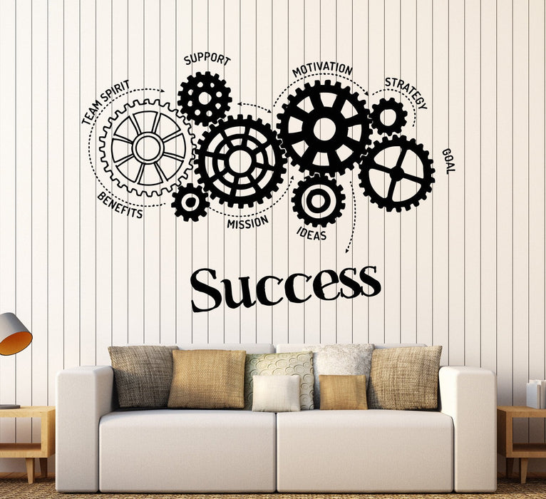 Vinyl Wall Decal Success Words Gears Office Quote Motivation Stickers Unique Gift (ig4481)
