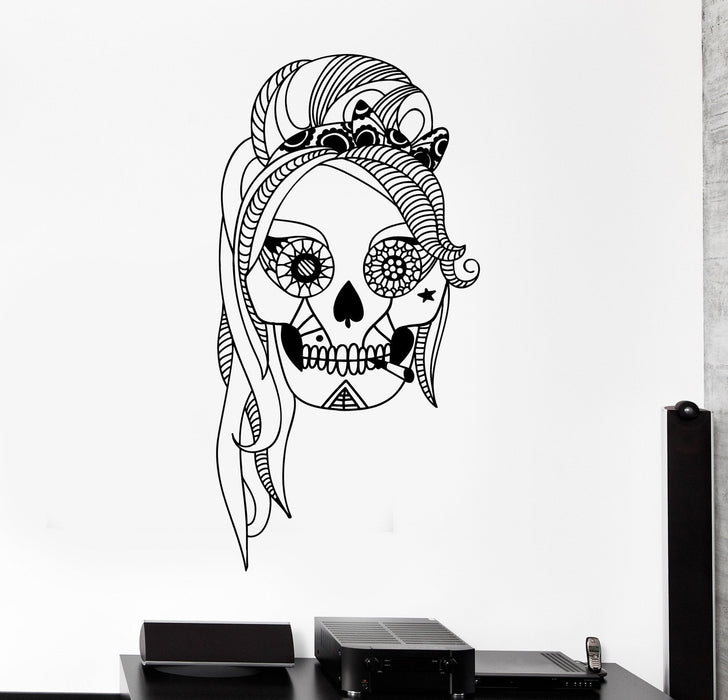 Vinyl Wall Decal Sugar Skull Mexico Woman Mexican Stickers Unique Gift (ig4293)