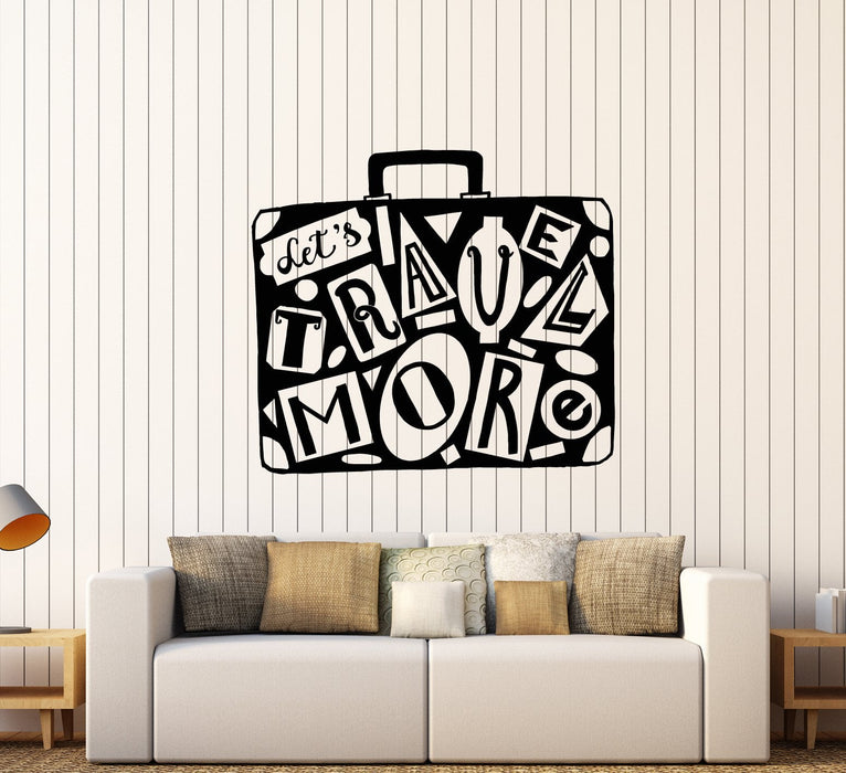 Vinyl Wall Decal Retro Suitcase Traveler Travel Tourism Motivation Words Stickers Unique Gift (1960ig)