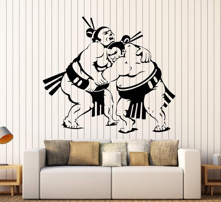Vinyl Wall Decal Sumo Wrestlers Japanese Sport Stickers Mural Unique Gift (ig3747)