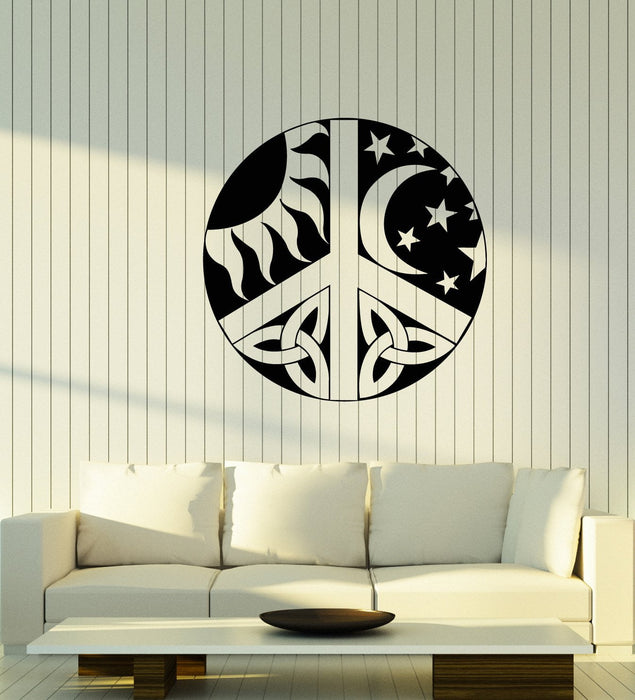 Vinyl Wall Decal Sun Moon Day Night Celtic Style Hippie Symbol Stickers (2772ig)