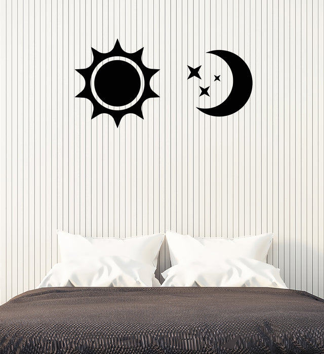 Vinyl Wall Decal Cartoon Sun Moon Stars Decor For Nursery Stickers (3718ig)