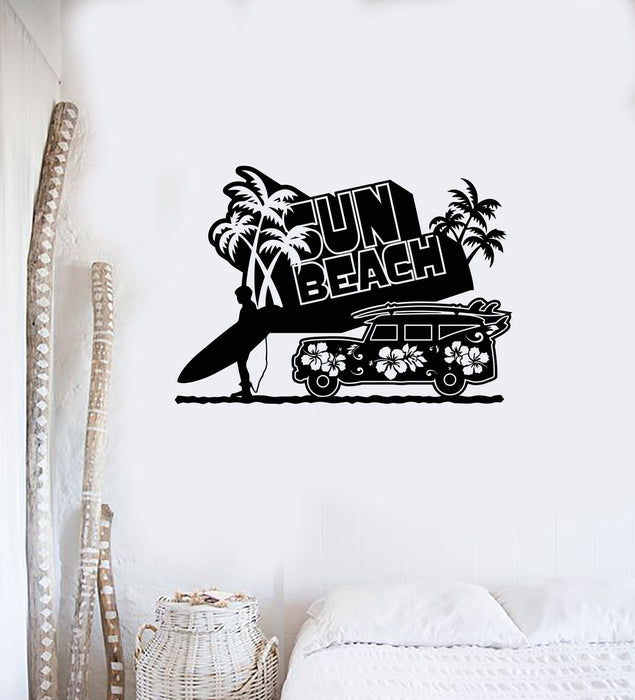 Wall Sticker Vinyl Decal Sun Sea Beach Vacation Relax Car tropical Palm Unique Gift (ig1255)