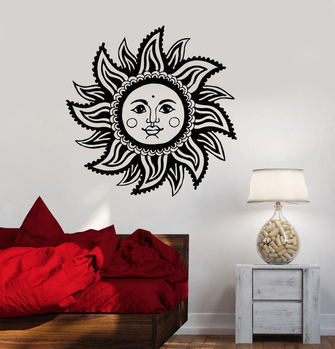 Виниловые наклейки на стену Абстрактное лицо солнца Украшения комнаты Наклейки Уникальный подарок (1559ig)