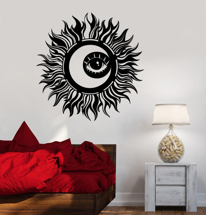 Vinyl Wall Decal Abstract Sun Moon Eye Day Night Bedroom Decor Stickers Unique Gift (1523ig)