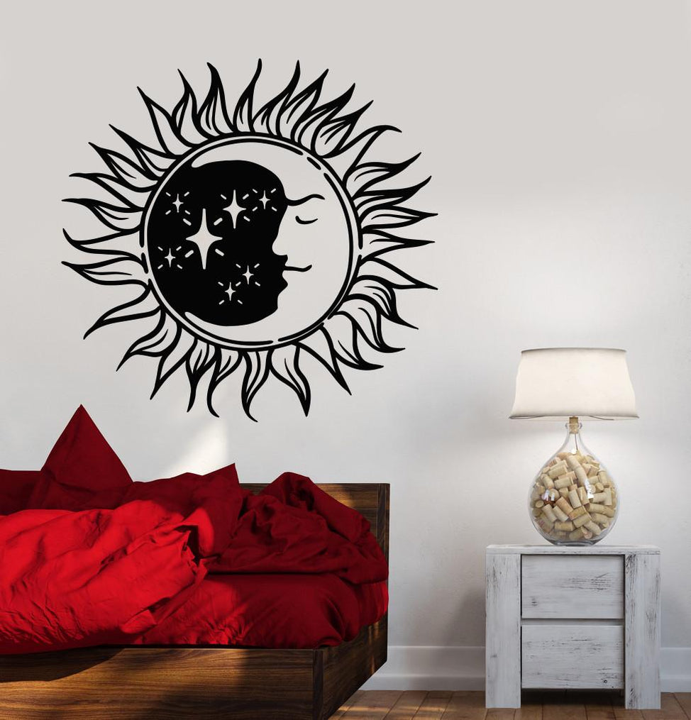 Vinyl Wall Decal Sun Moon Night Bedroom Design Symbol Stickers Unique ...