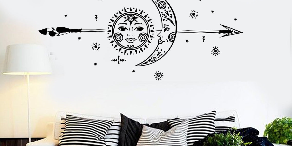 Vinyl Wall Decal Sun Moon Arrow Stars Room Interior Stickers Unique Gi ...