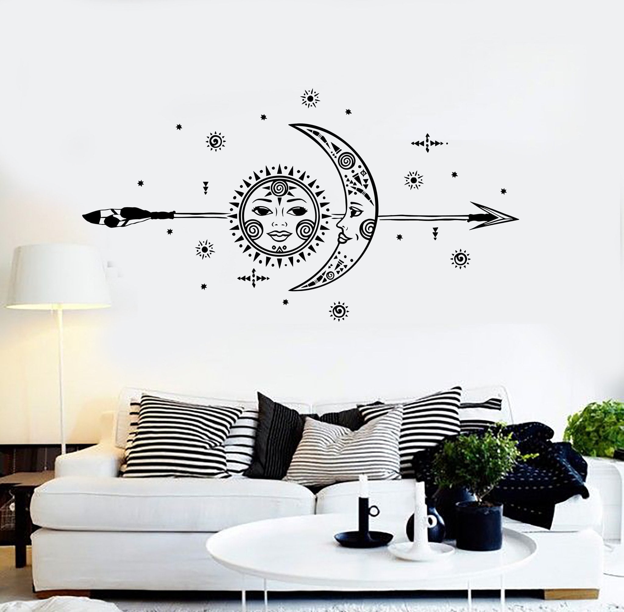 Vinyl Wall Decal Sun Moon Arrow Stars Room Interior Stickers Unique Gi ...