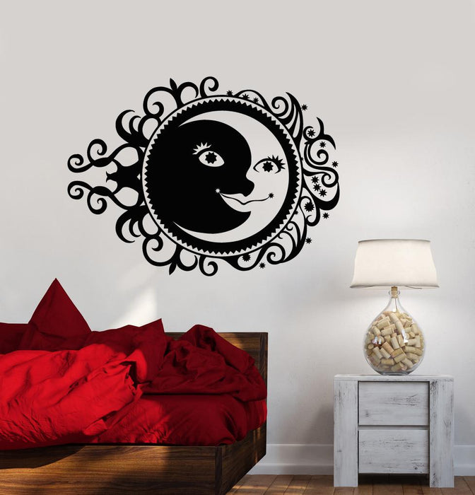 Vinyl Wall Decal Sun Moon Stars Night Ornament Bedroom Stickers (2605ig)