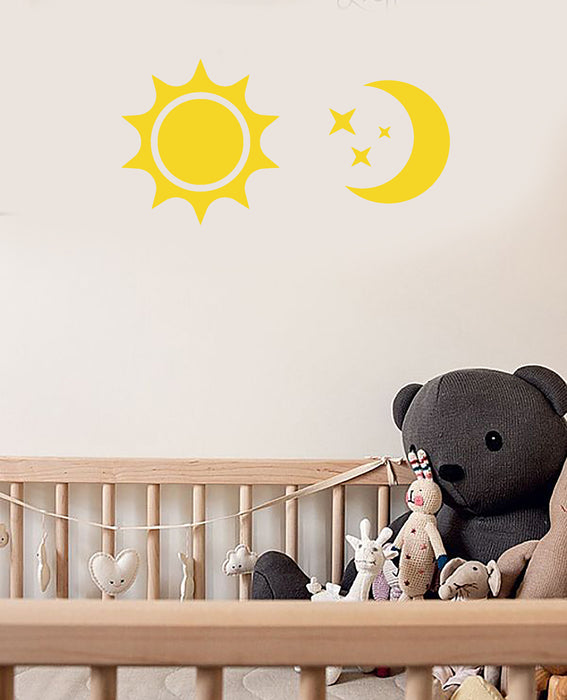 Vinyl Wall Decal Cartoon Sun Moon Stars Decor For Nursery Stickers (3718ig)
