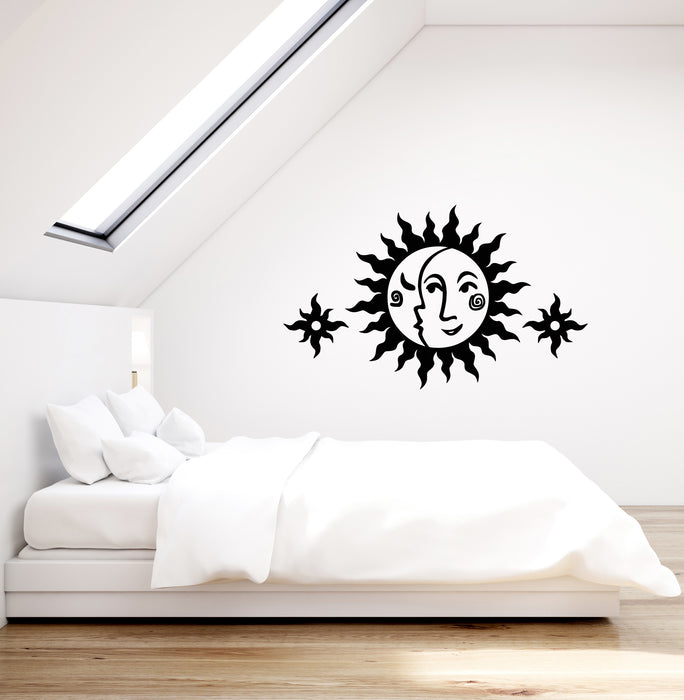 Vinyl Wall Decal Sun And Moon Face Ornament Children's Room Decor Stickers (3768ig)