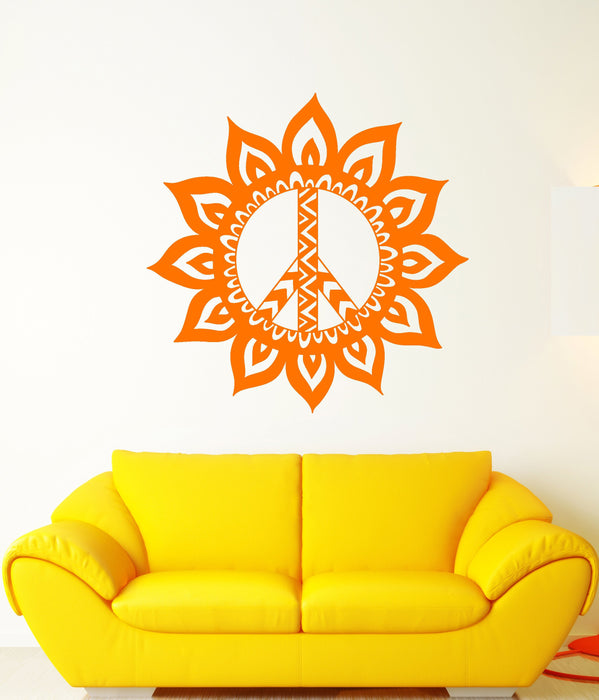 Vinyl Wall Decal Sun Symbol Of Peace Hippie Mandala Stickers (2546ig)