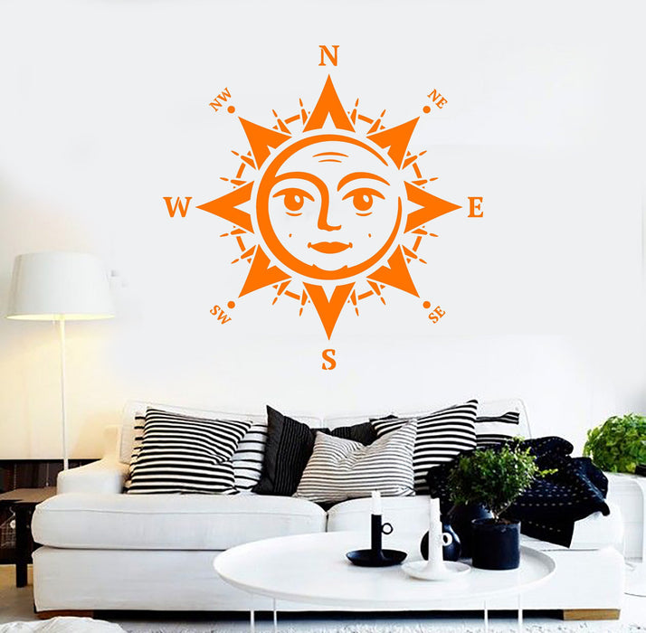 Vinyl Wall Decal Sun Windrose Nautical Art Marine Stickers Mural Unique Gift (ig4028)
