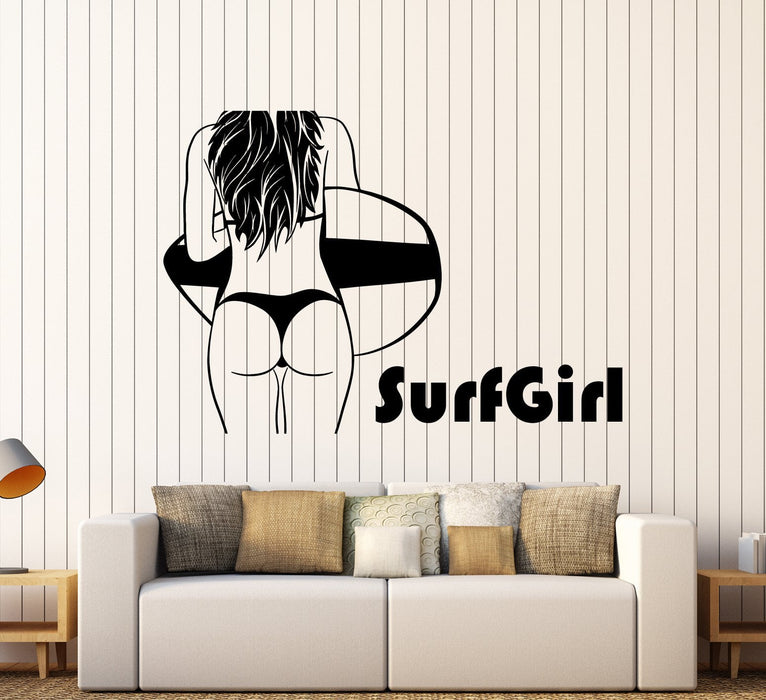 Vinyl Wall Decal Surfer Sexy Girl Surfing Logo Surfboard Stickers (2226ig)