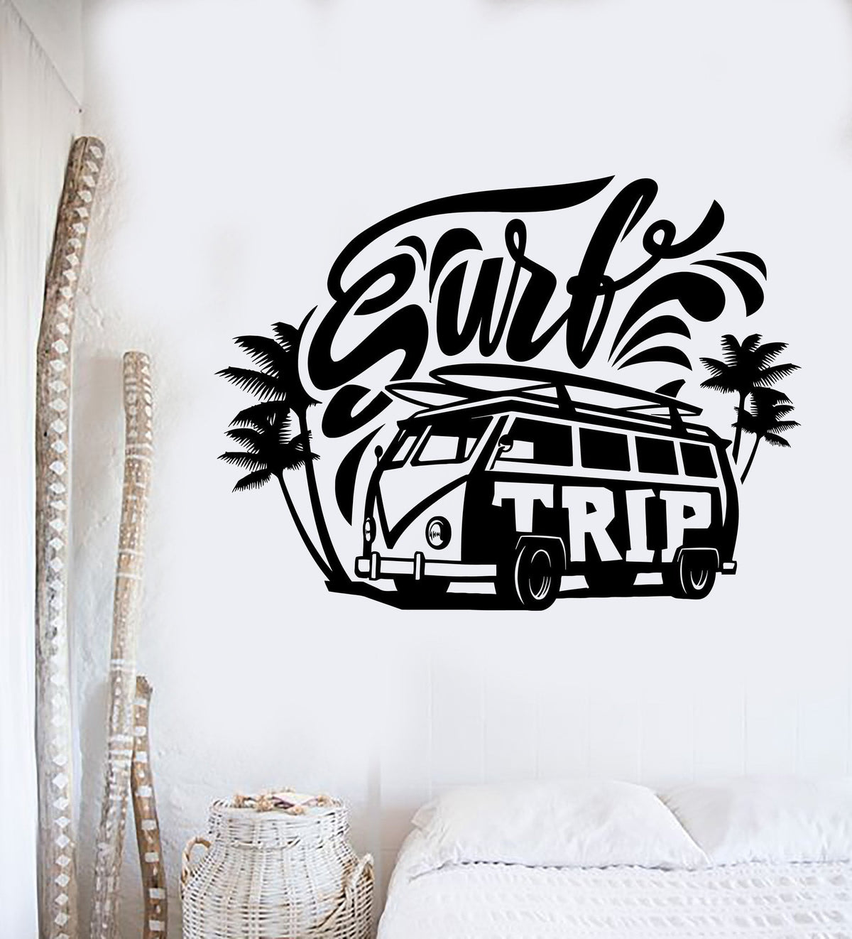 Vinyl Wall Decal Surf Trip Hippie Car Surfing Relax Stickers Mural Uni
