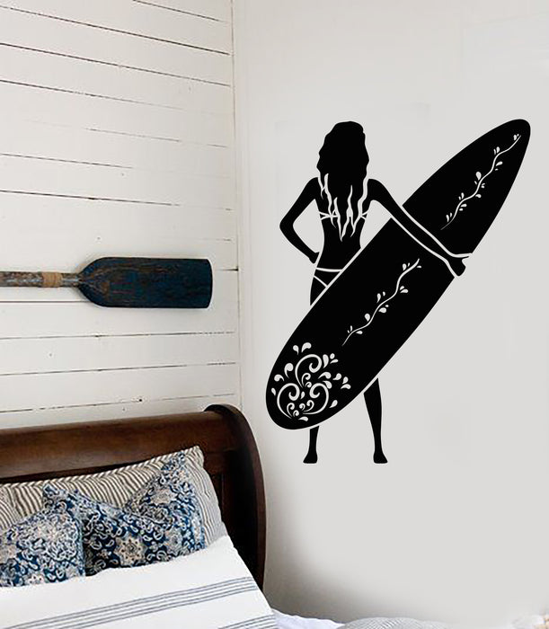 Vinyl Wall Decal Surfing Beach Style Water Sports Surfer Surfboarder Stickers (3391ig)