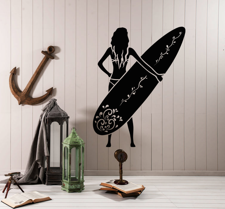 Vinyl Wall Decal Surfing Beach Style Water Sports Surfer Surfboarder Stickers (3391ig)