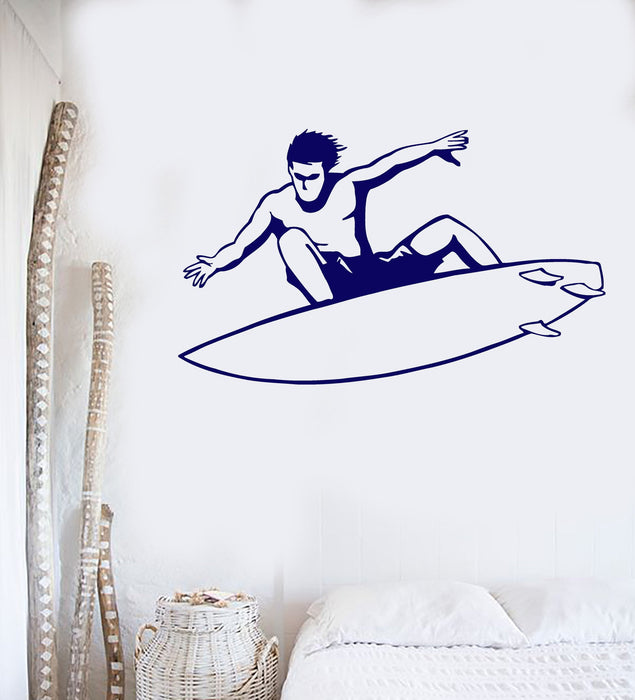 Vinyl Wall Decal Surfer Extreme Water Sports Surfing Board Decor Stickers Unique Gift (ig020)
