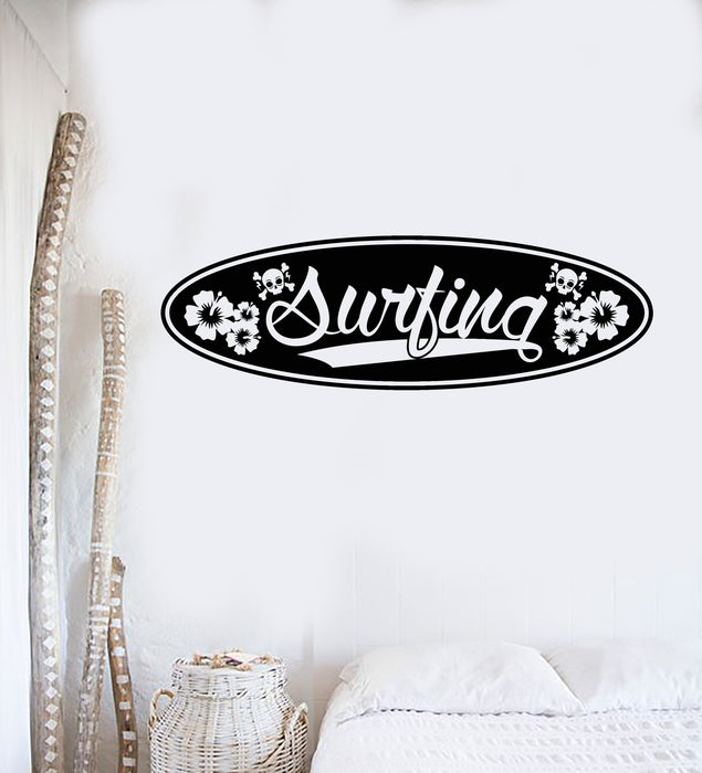 Vinyl Wall Decal Surfing Board Lettering Surfer Surfboard Stickers Mural Unique Gift (ig4953)