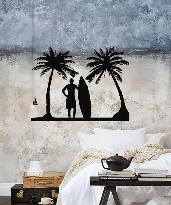 Vinyl Decal Surf Relax Beach Vacations Surfing Palm Wall Stickers Unique Gift (ig518)