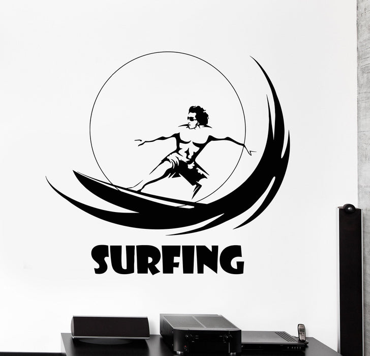 Vinyl Wall Decal Water Sports Surfing Marine Style Wave Stickers Unique Gift (849ig)