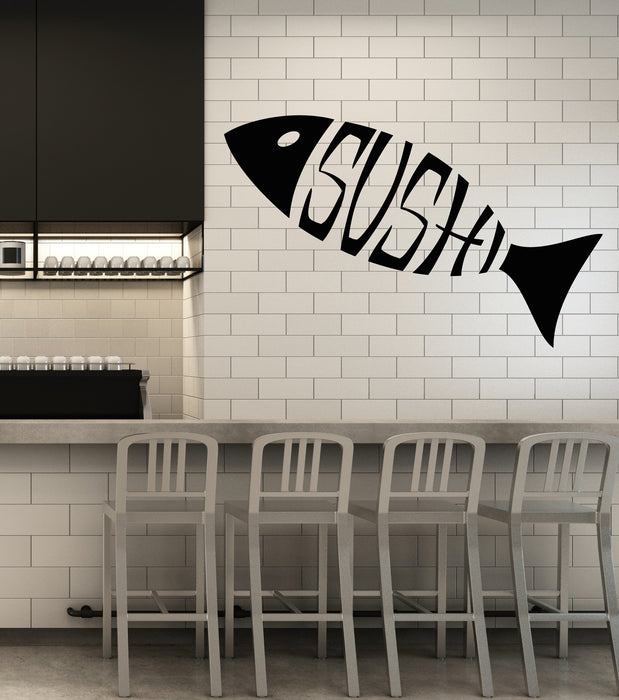 Виниловые наклейки на стену с логотипом суши-ресторана, наклейки японской кухни (3364ig)