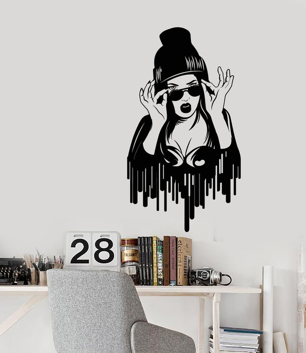 Vinyl Wall Decal Swag Style Sexy Girl In Sunglasses Teen Room Stickers (3225ig)