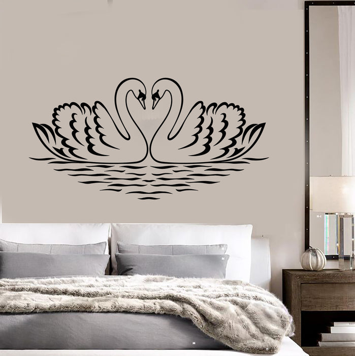Vinyl Wall Decal Swans Birds Love Romance Bedroom Decor Stickers (2280ig)