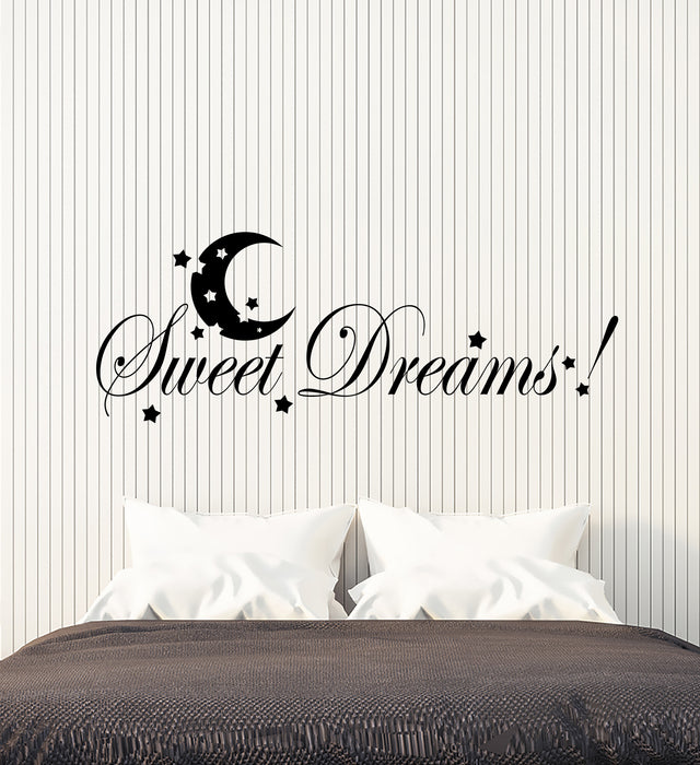 Виниловые наклейки на стену Sweet Dreams Quote Baby Room Crescent Stars Stickers (4109ig)