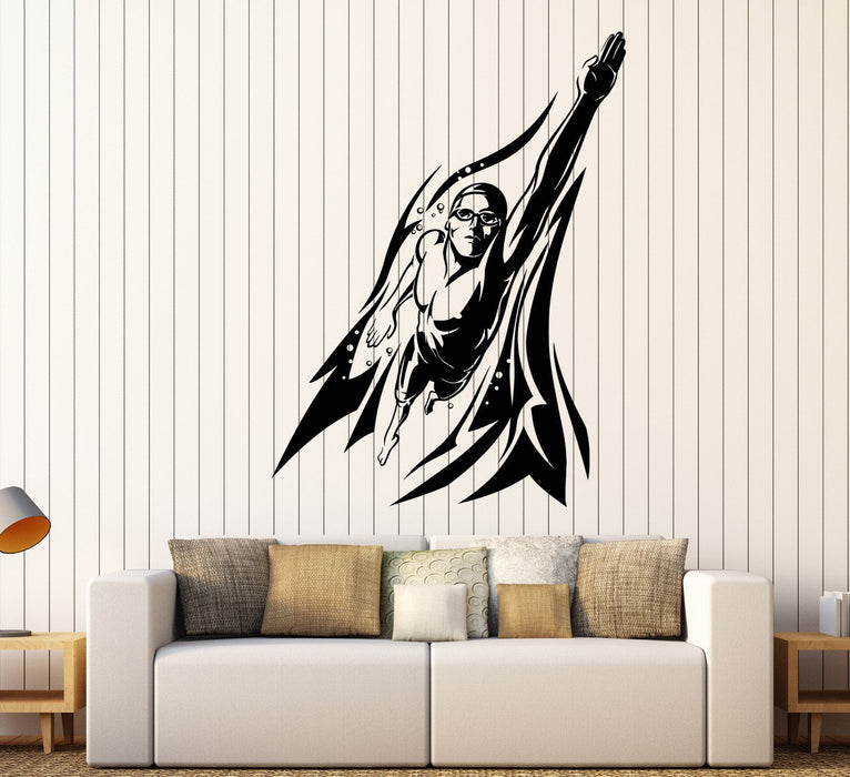 Виниловые наклейки на стену для бассейна, водные виды спорта, пловцы, наклейки, уникальный подарок (1629ig)