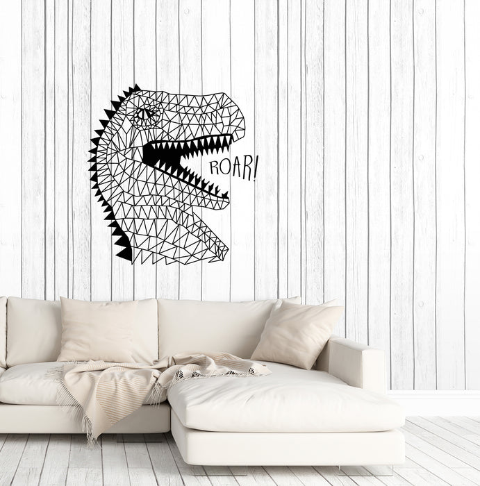 Autocollant mural en vinyle motif dinosaure géométrique T-Rex Roar pour chambre d'adolescent (3889ig)