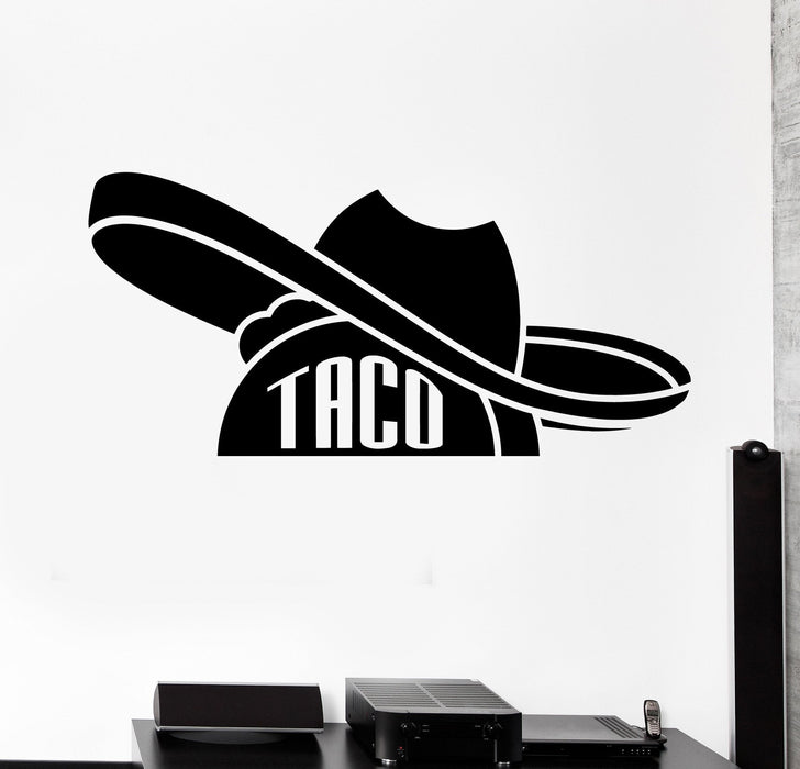 Vinyl Wall Decal Taco Mexican Food Sombrero Mexico Stickers Unique Gift (ig4455)