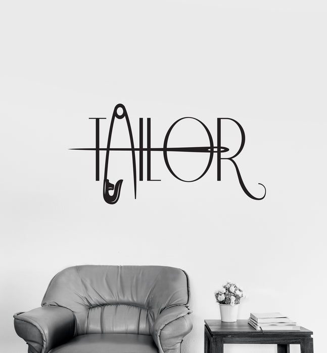 Vinyl Wall Decal Seamstress Atelier Logo Needle Tailor Shop Stickers (4017ig)