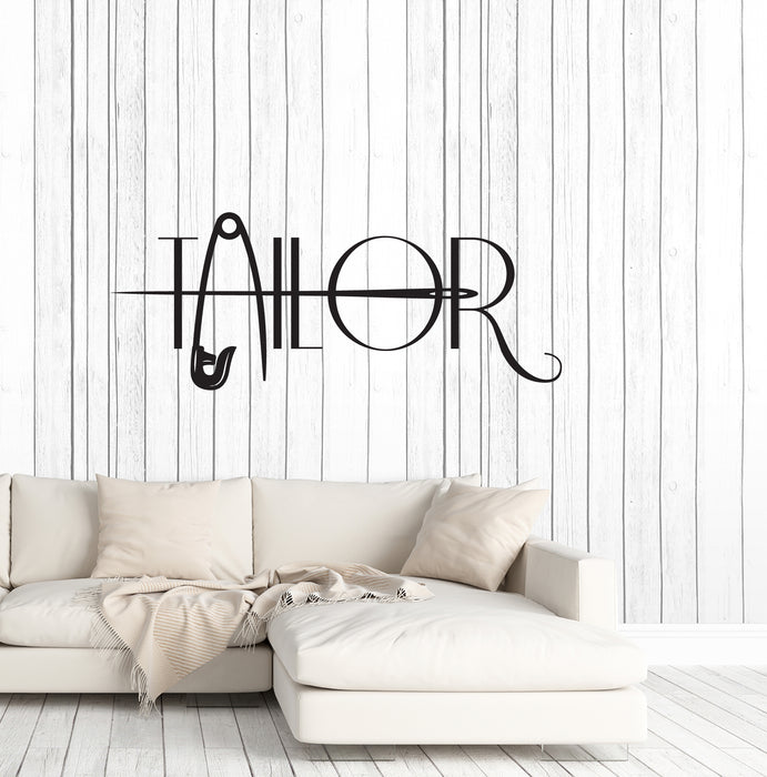 Vinyl Wall Decal Seamstress Atelier Logo Needle Tailor Shop Stickers (4017ig)