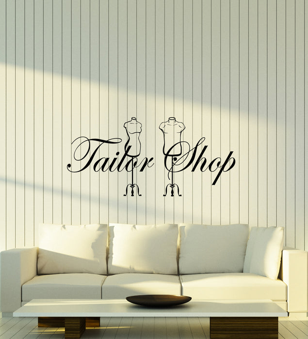 Vinyl Wall Decal Tailor Shop Logo Mannequins For Seamstress Stickers (4072ig)