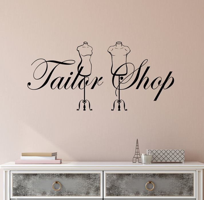 Vinyl Wall Decal Tailor Shop Logo Mannequins For Seamstress Stickers (4072ig)