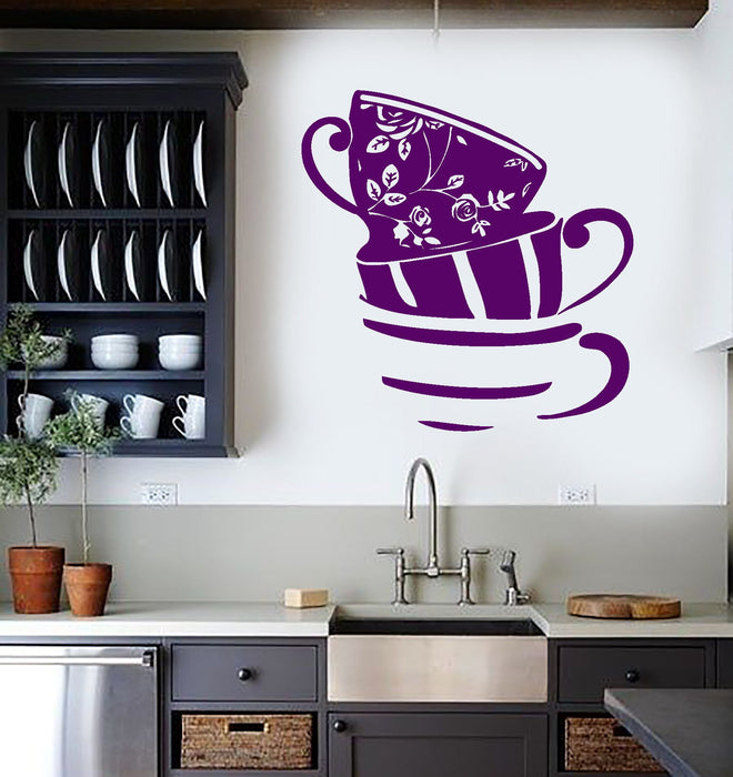 Vinyl Wall Decal Tea Cups House Kitchen Art Decoration Stickers Murals Unique Gift (ig4875)