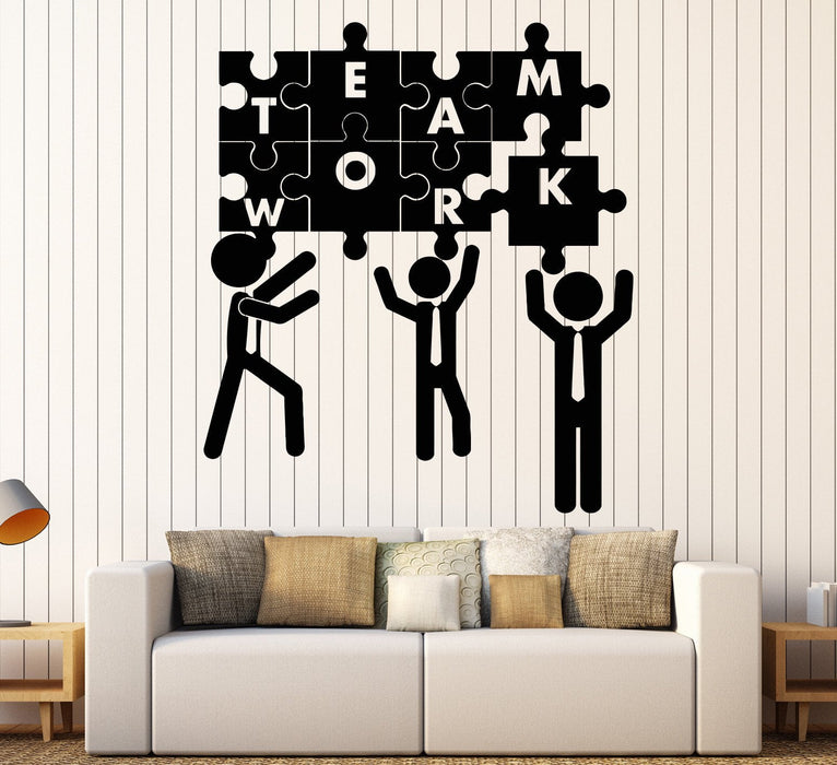 Vinyl Wall Decal Teamwork Office Worker Puzzles Job Stickers Unique Gift (1252ig)